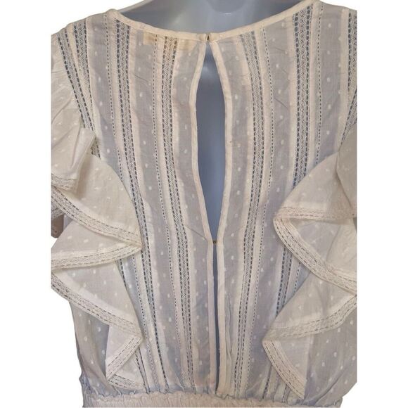 Love Shack Fancy Cotton Natasha Heritage Mini Dress White Ruffle Lace Size L 10 - Picture 10 of 16